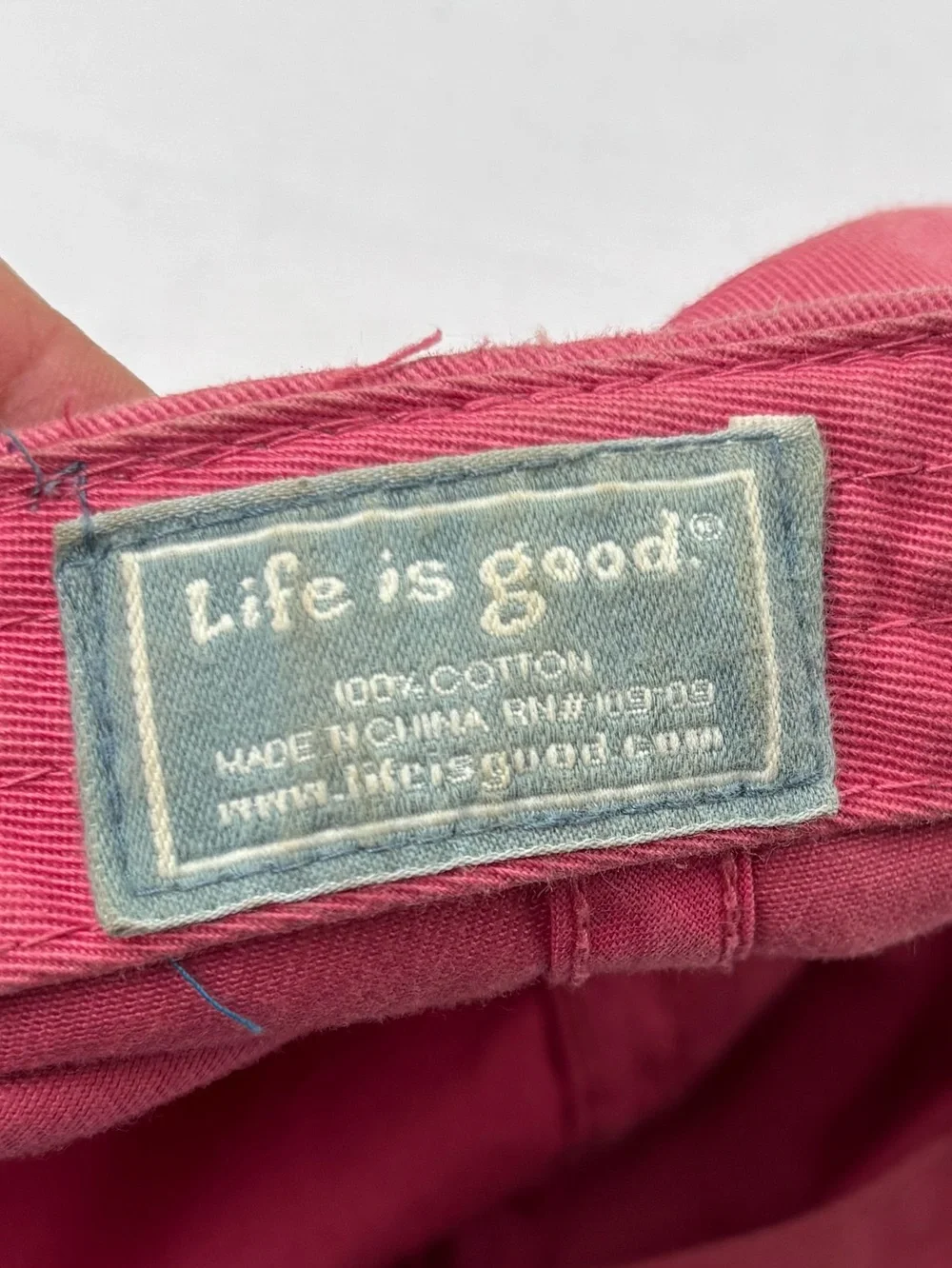 Life Is Good Washed Rose / Pink Baseball Hat White Peace Sign Cap 100% Cotton